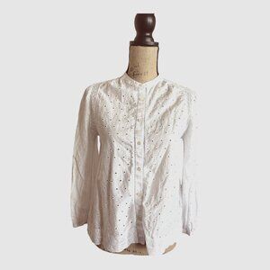 Classic White Eyelet J.Crew Blouse - Size 6